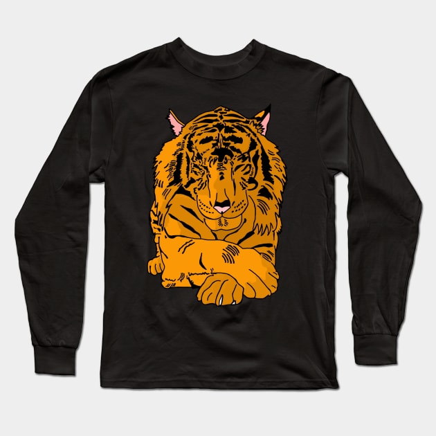 Resting Tiger Long Sleeve T-Shirt by imphavok